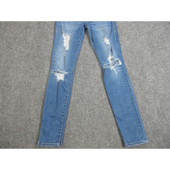 True Religion Jeans Womens 26 Halle Mid Rise Super Skinny Distressed Bowie Blue - Picture 2 of 16